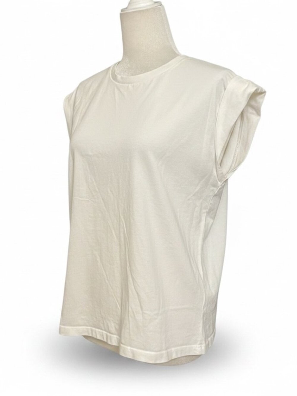 Anine Bing White Tee Shirt S Organic Cotton Rolled Sleeve Minimal Luxury